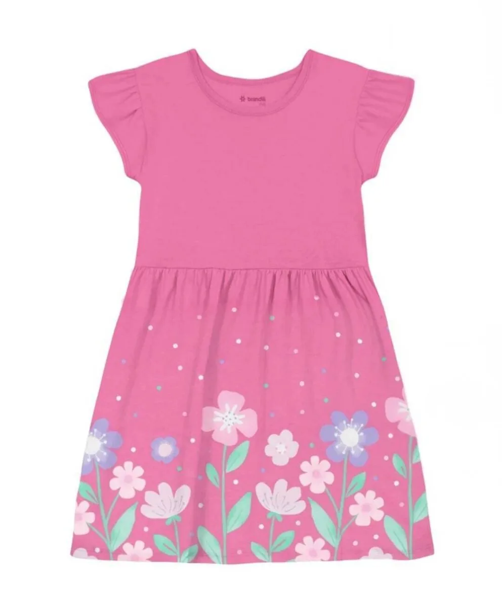 Vestido Infantil Menina em Meia Malha Brandili - Rosa - foto 1
