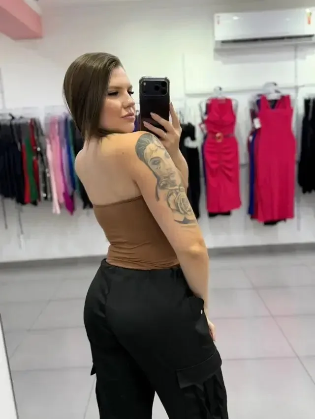 Body Tomara Que Caia Duas Argolas Com Bojo Marrom Claro - foto 2