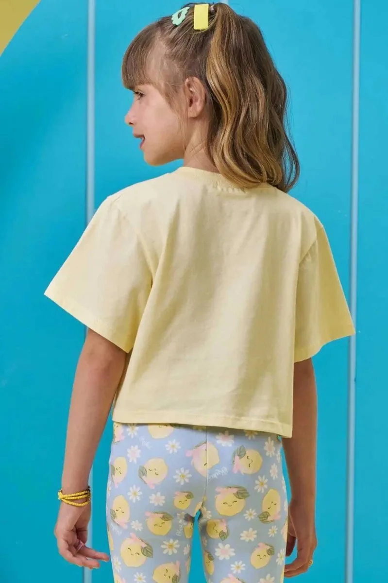 Blusa em Meia Malha Kukiê Infantil Menina - Amarelo - foto 2