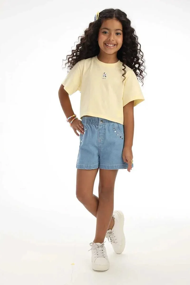 Blusa em Meia Malha Kukiê Infantil Menina - Amarelo - foto 6