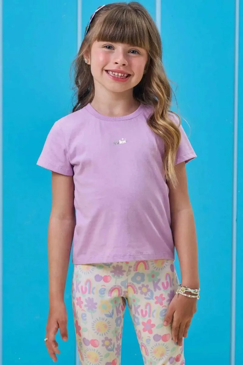 Blusa em Meia Malha Kukiê Infantil Menina - Lilas - foto 1