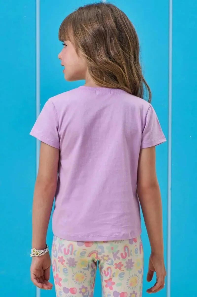 Blusa em Meia Malha Kukiê Infantil Menina - Lilas - foto 2