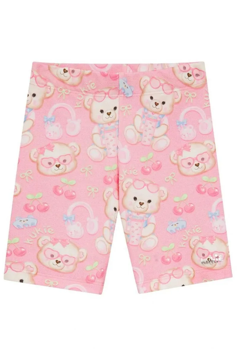 Bermuda Biker em Molecotton Kukiê Infantil Menina - Ursos - foto 3