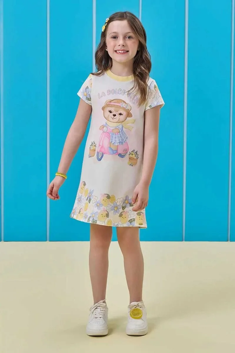 Vestido em Molecotton Kukiê Infantil Menina - foto 1