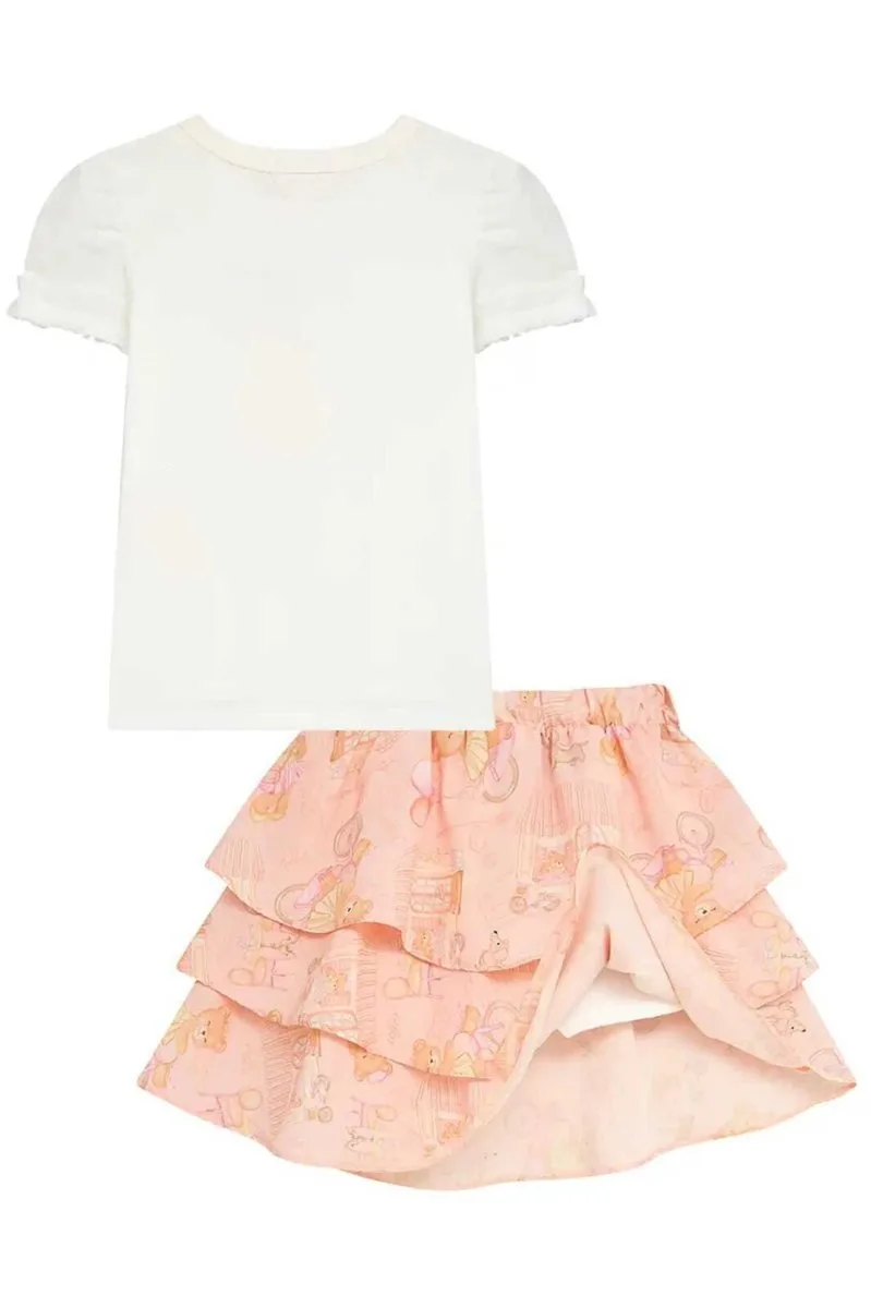 Conjunto de Blusa em Cotton e Saia em Light Peach (com Shorts Embutido) Kukiê Infantil Menina - foto 4
