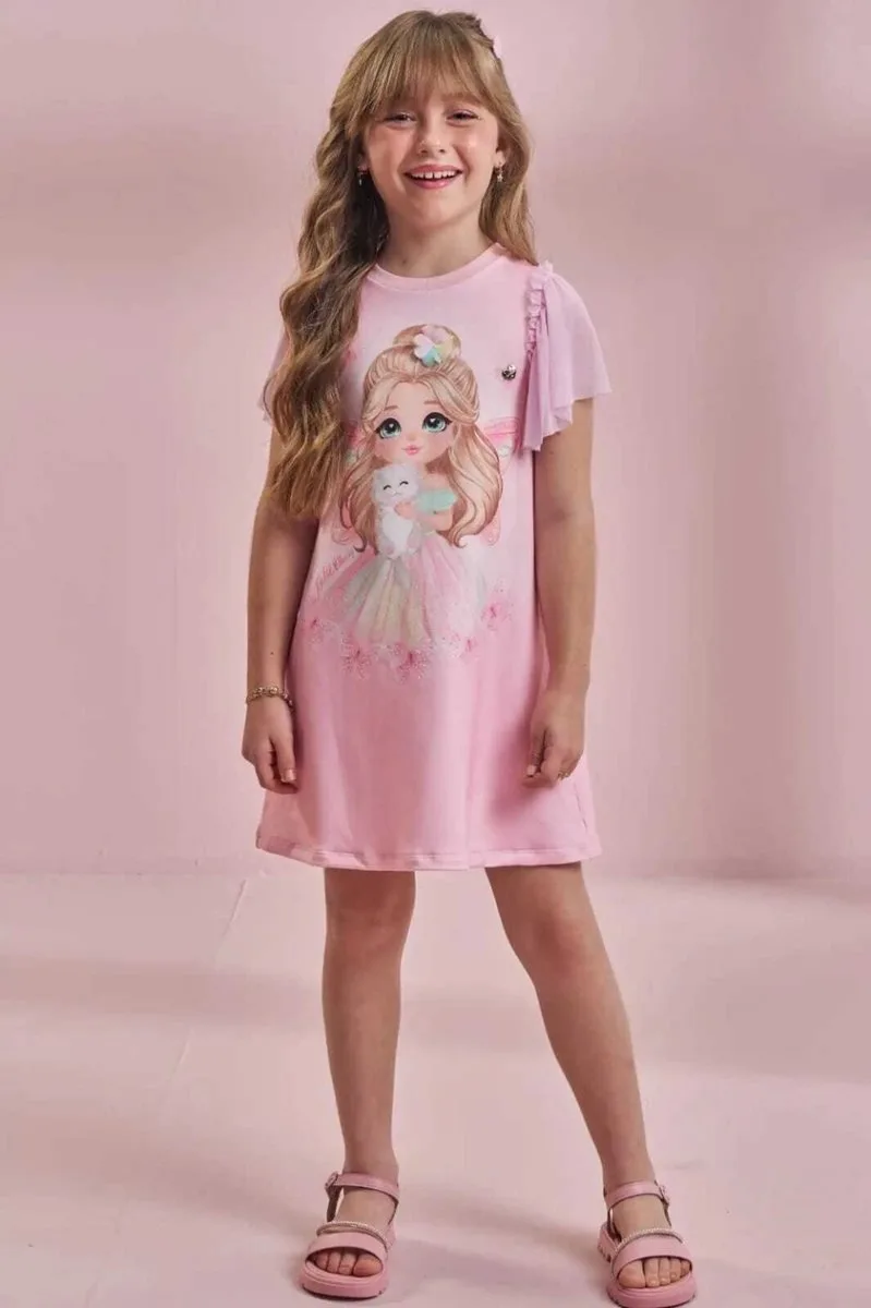 Vestido em Molecotton Kukiê Infantil Menina - foto 5