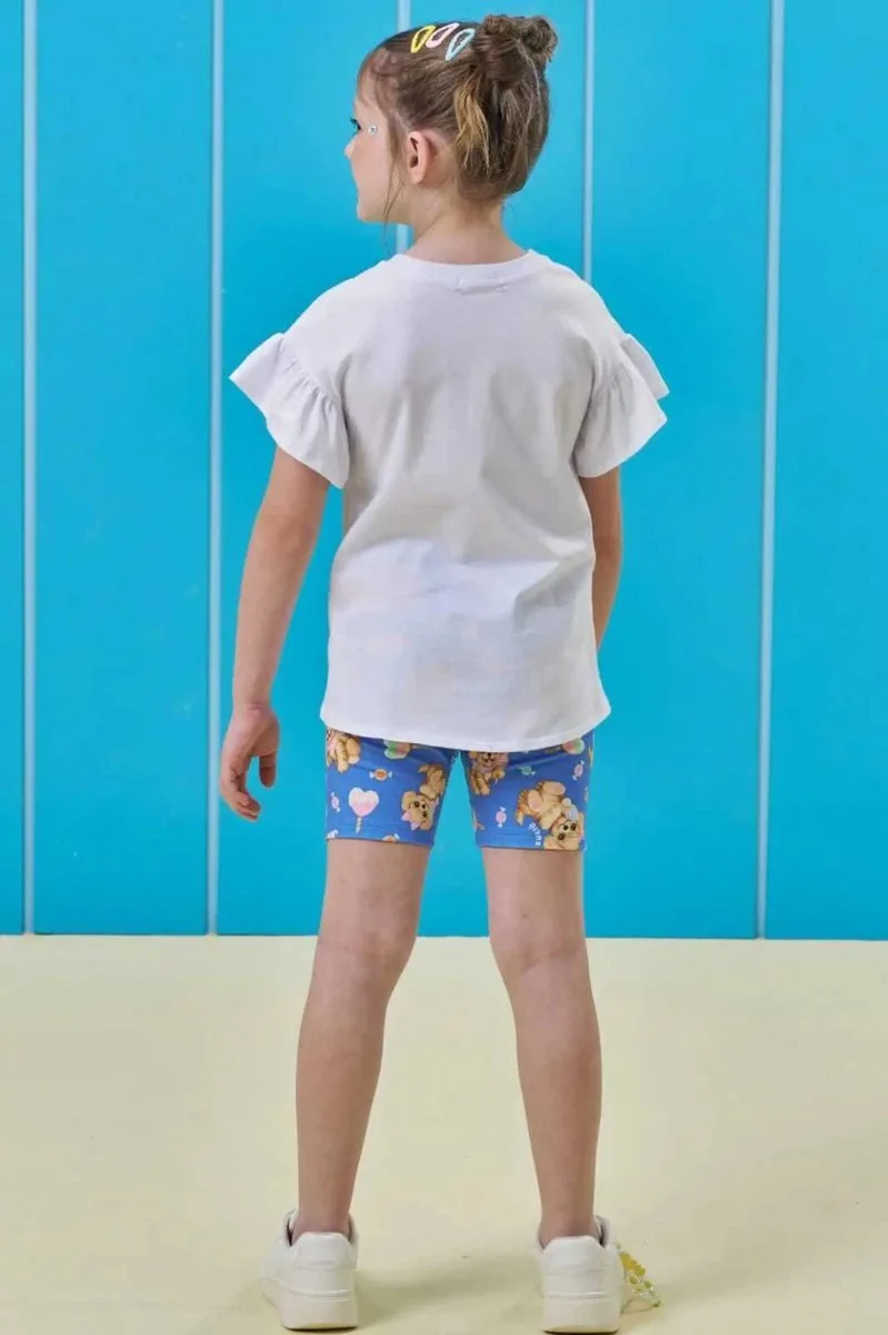 Conjunto de Blusa em Meia Malha e Bermuda Biker em Molecotton Kukiê Infantil Menina - foto 2
