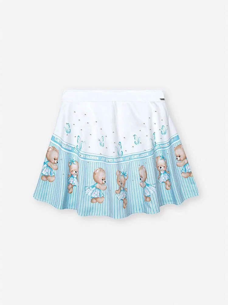 Conjunto Cinti Blusa Laço Ombro Único e Saia/Shorts / Azul Porcelana - foto 5