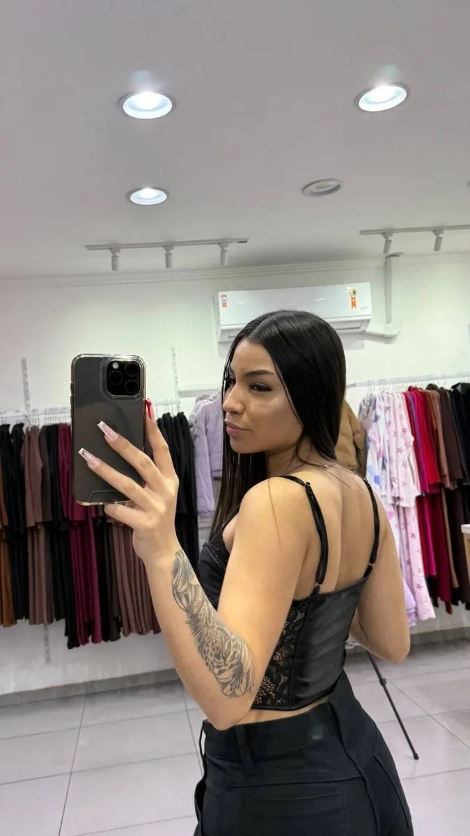Cropped Corset Renda Preto - foto 2