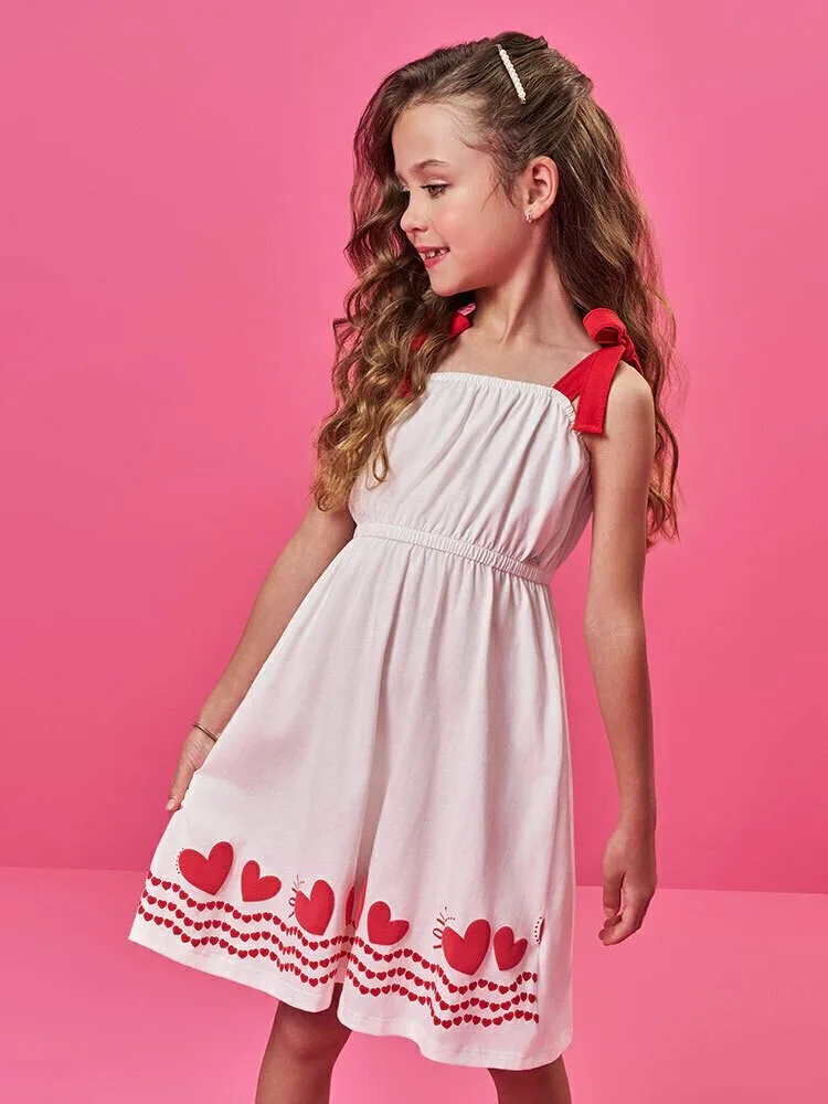 Vestido Cinti Corações - Natural/Vermelho - foto 1