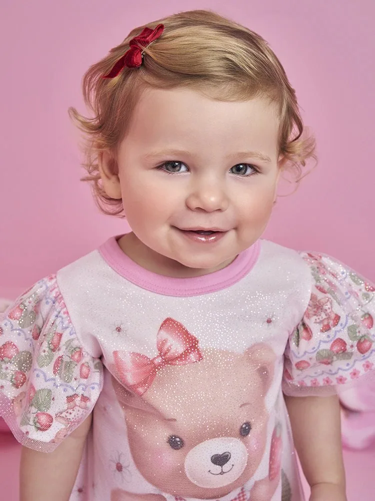 Vestido Cinti Ursinha Morangos - Rosa Iogurte - foto 2