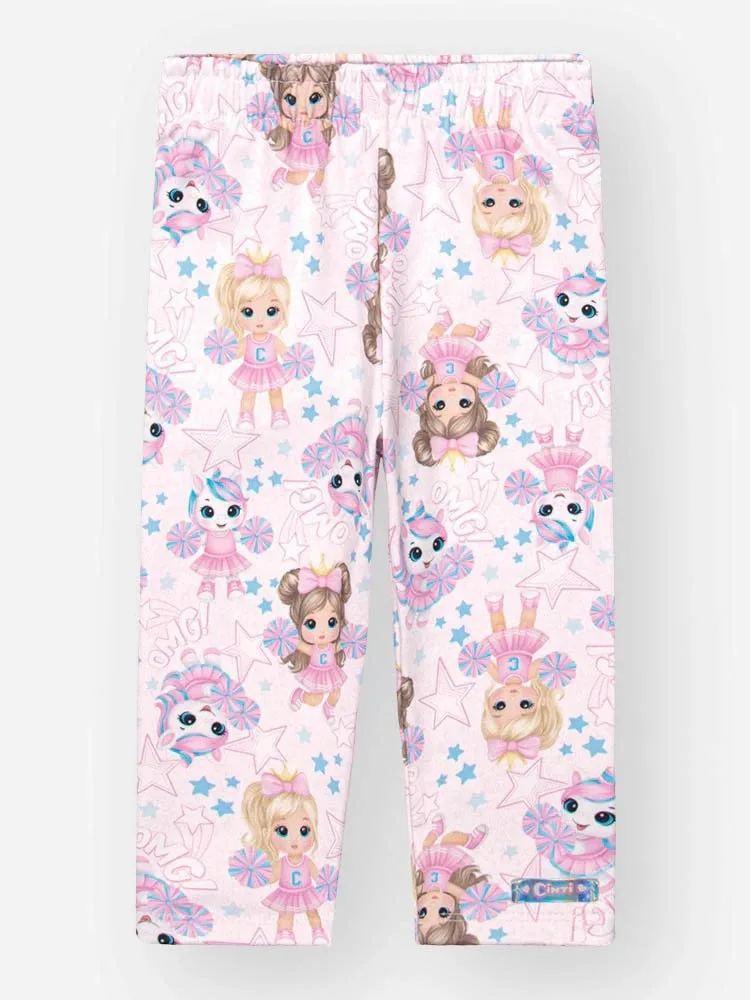 Legging Cinti em Suplex Estampada Boneca e Ursinho - Rosa - foto 1