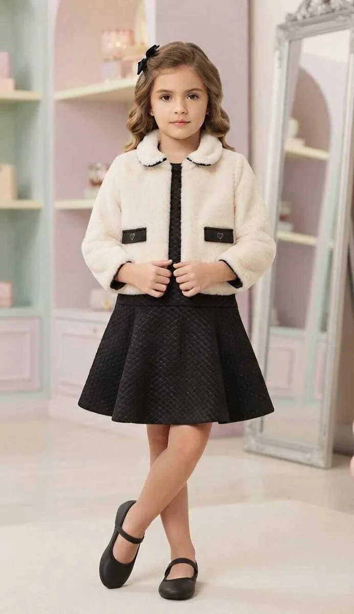 Conjunto Casaco e Vestido Infantil Inverno Milon - foto 1