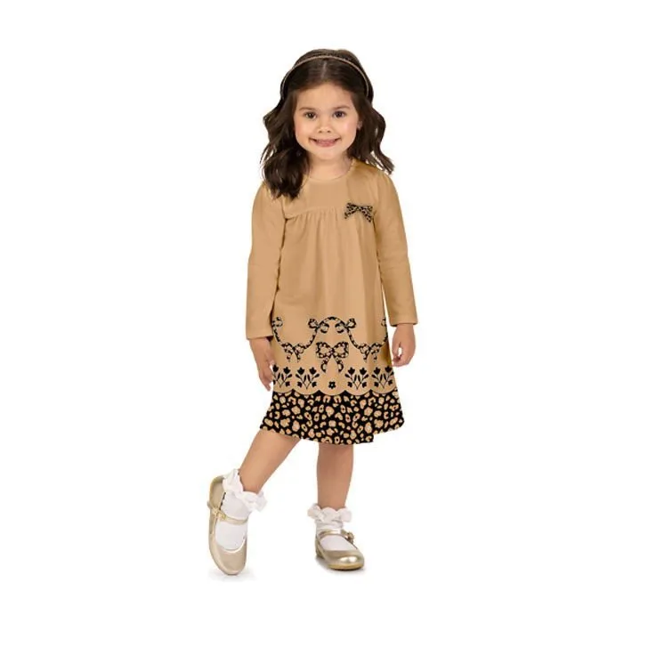Vestido Infantil Menina Laço Milon - Marrom - foto 1
