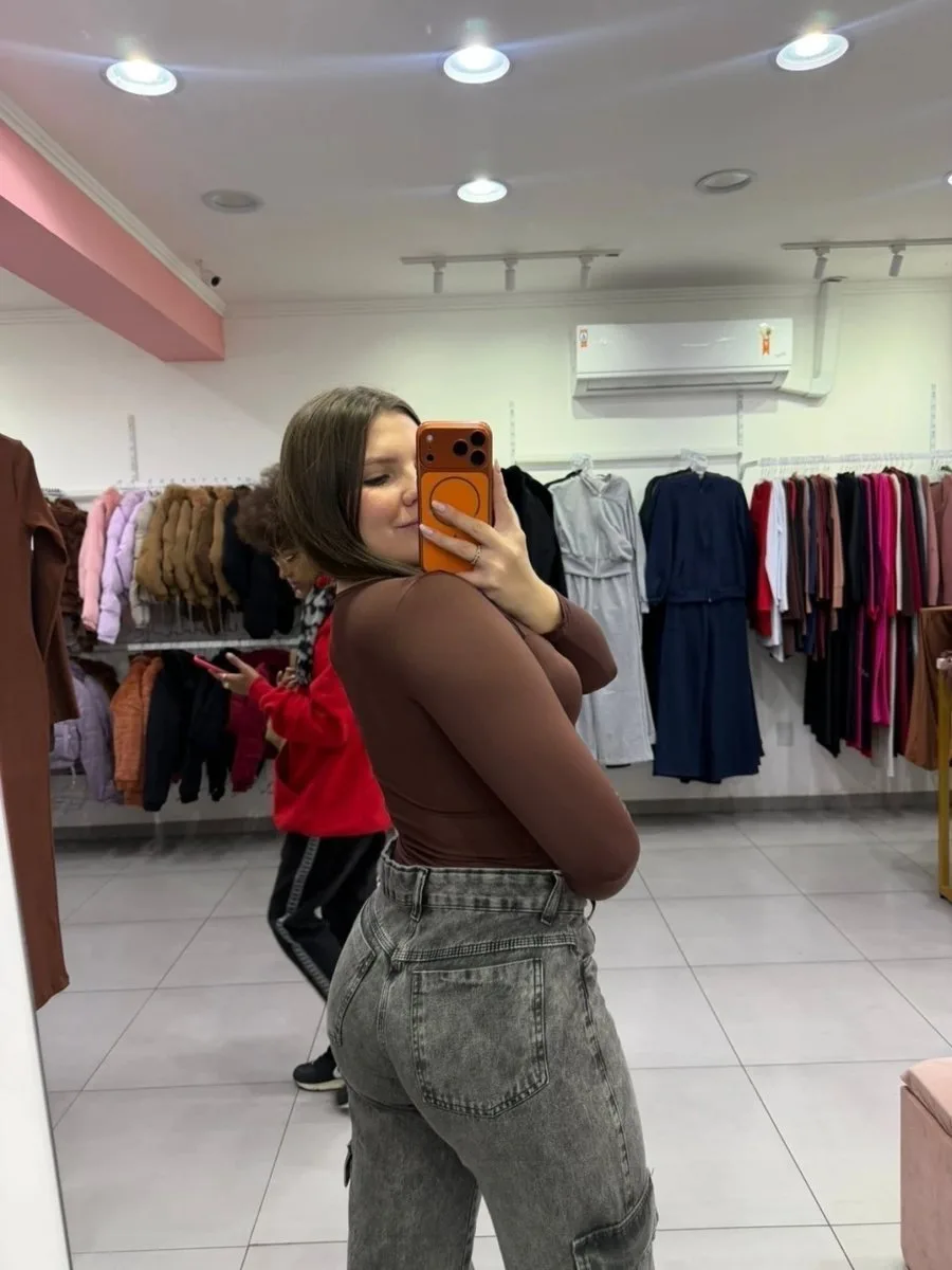 Body Poliamida Com Bojo e Com Detalhe De Abertura Abaixo Do Peito Marrom Escuro : 496 - foto 2
