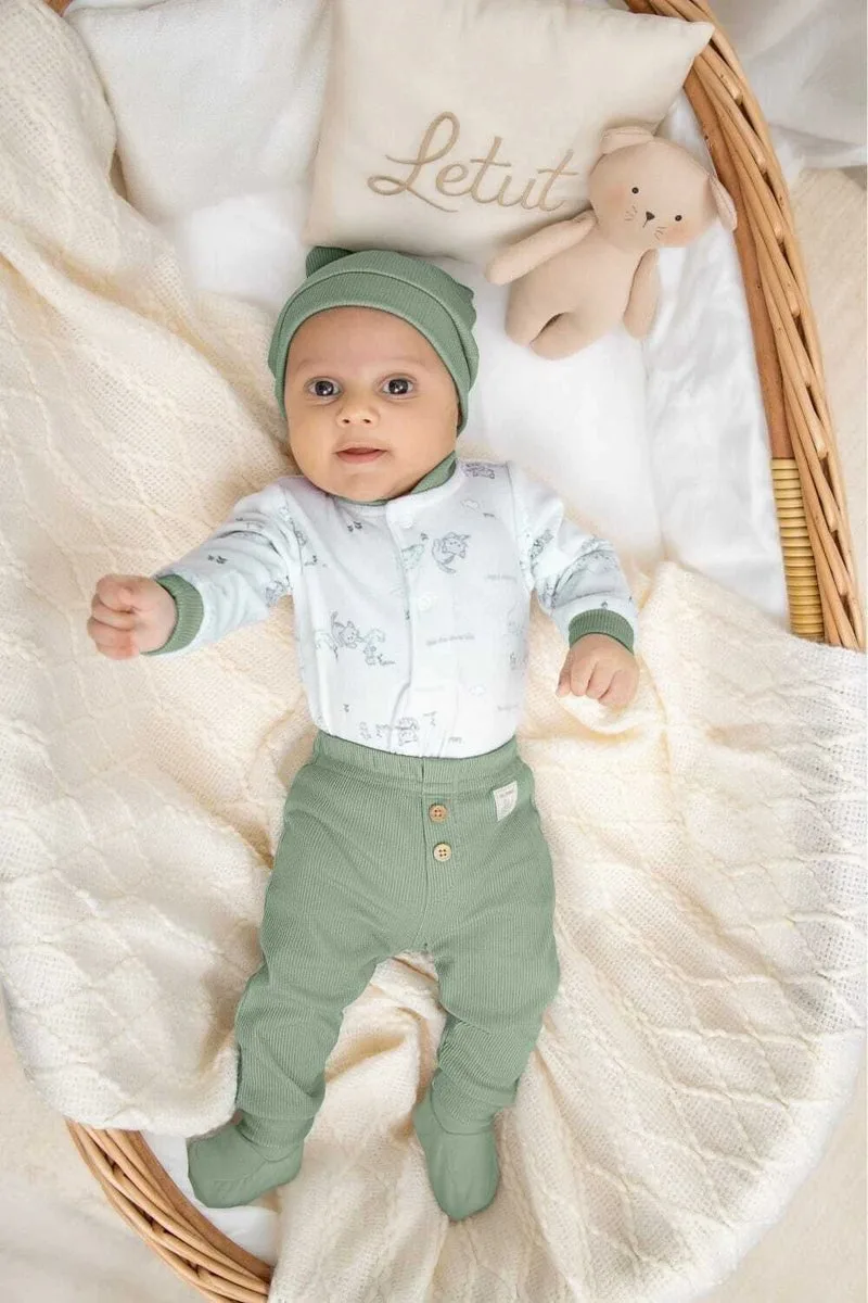 Conjunto Letut 3 Peças Inverno Manga Longa Plush e Cotelê Masculino - Verde - foto 1