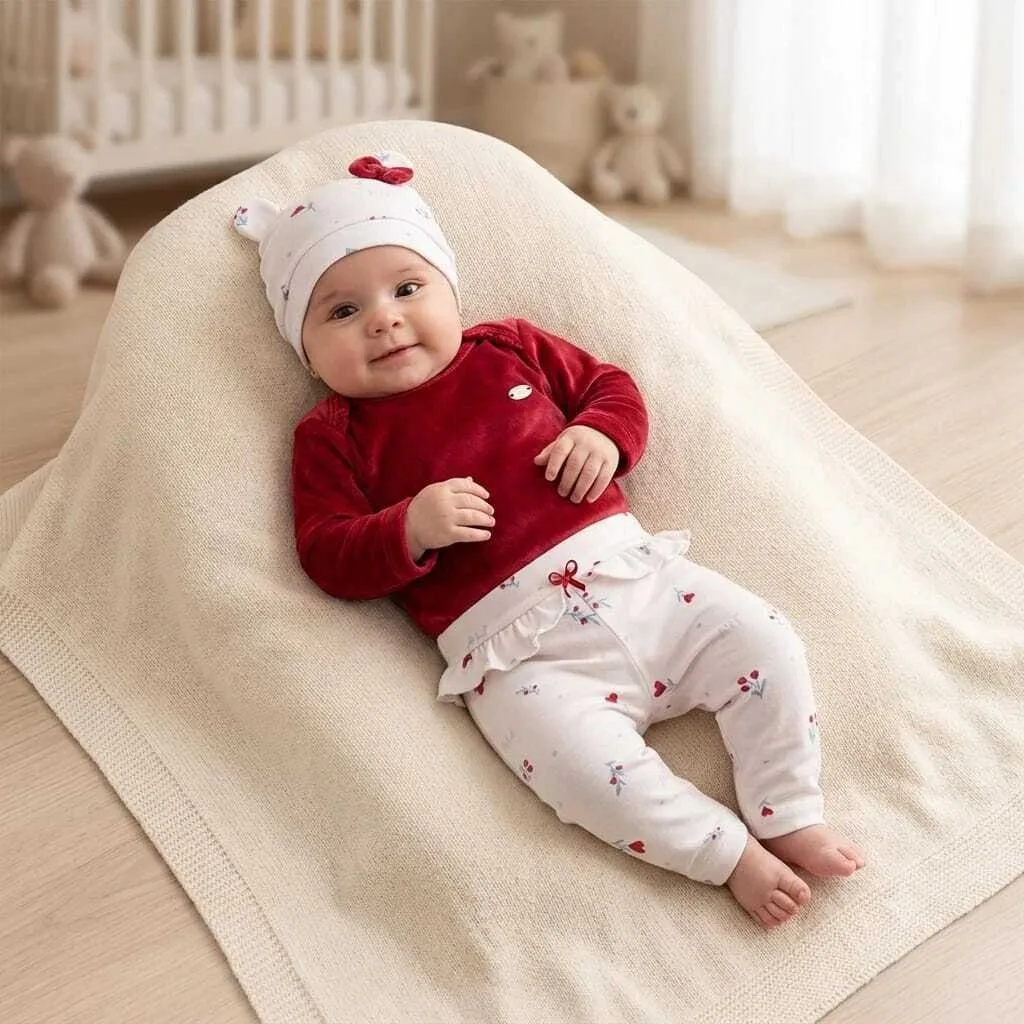 Conjunto Letut Lt19579 Feminino Plush com Touca Vermelho - foto 1