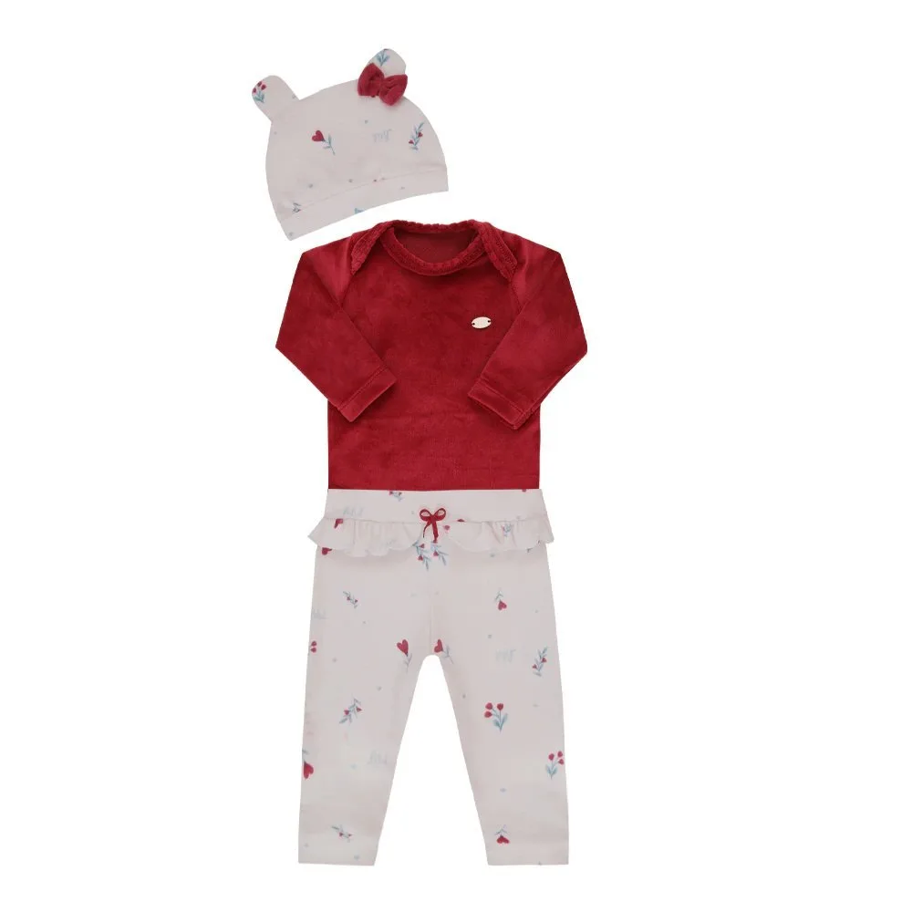 Conjunto Letut Lt19579 Feminino Plush com Touca Vermelho - foto 2