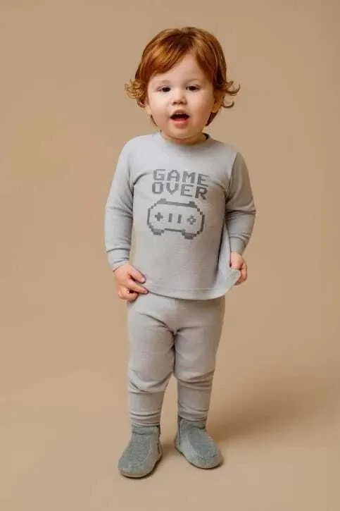 Pijama melange cinza game over infantil - Dedeka - foto 2