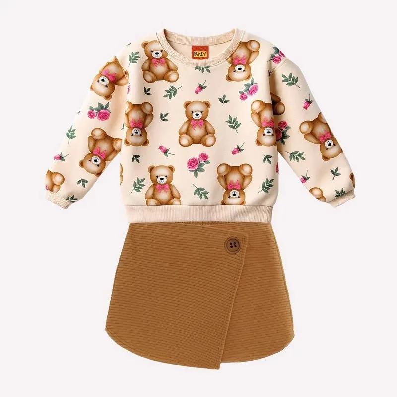 Conjunto Infantil Menina Ursinhos com Short Saia Kyly - foto 2