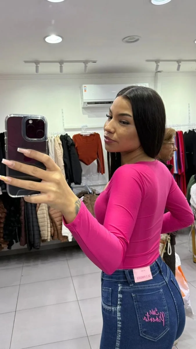 Body Poliamida Com Bojo e Com Detalhe De Abertura Abaixo Do Peito Rosa Pink - (cópia) - foto 2