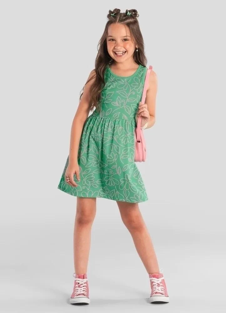 Vestido infantil menina floral Brandili - Verde - foto 2