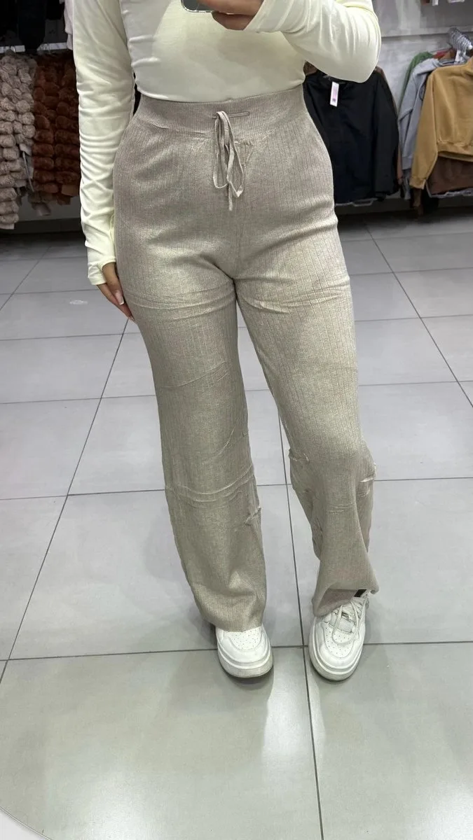 Calça Pantalona Modal Mousse Bege - foto 1