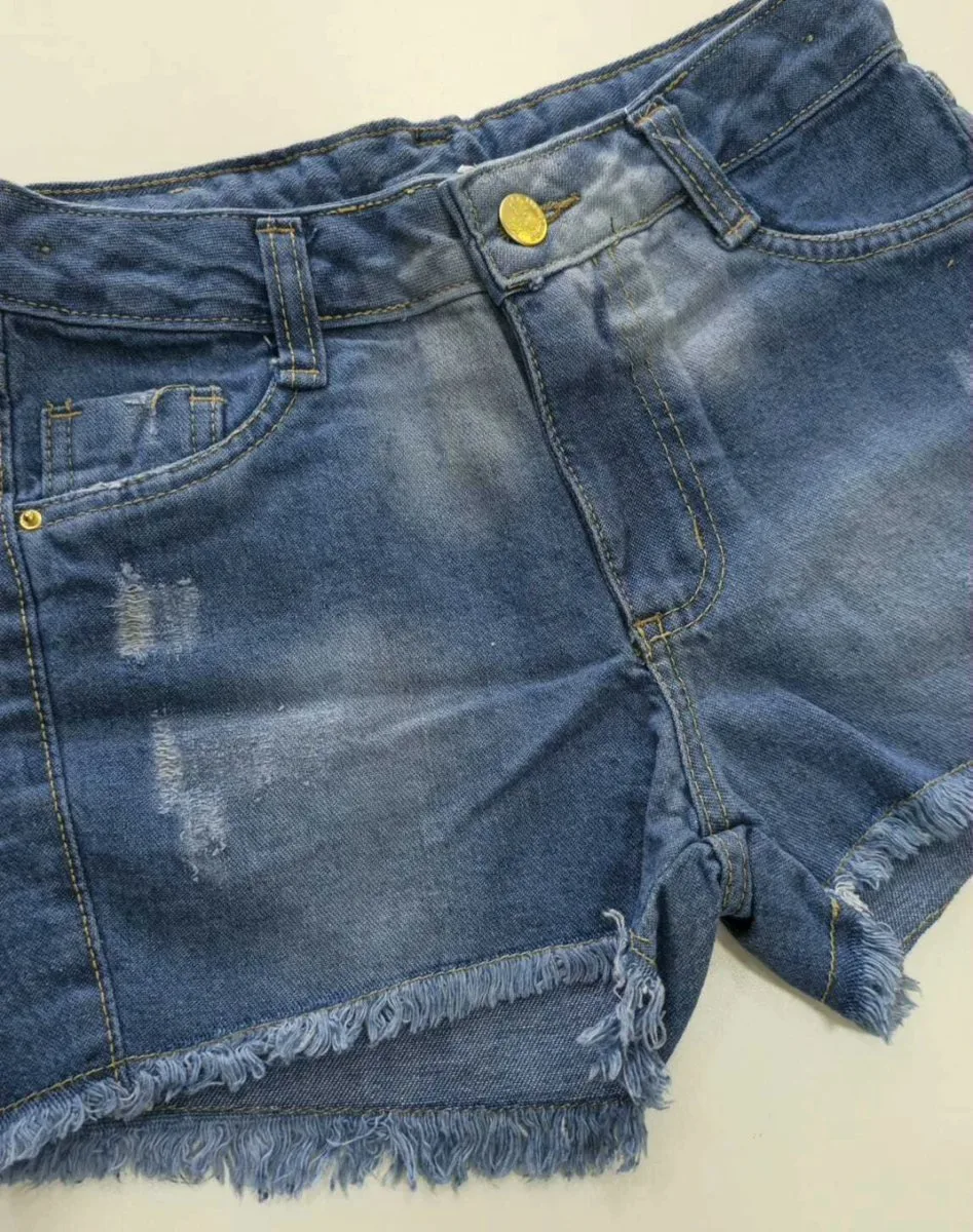Short Jeans Feminino Flexy Jeans com Elastano e Barra Desfiada Juvenil - foto 5