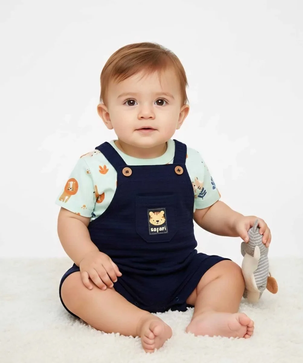Conjunto Brandili Bebê Menino Camiseta e Macacão Curto Safari - foto 1