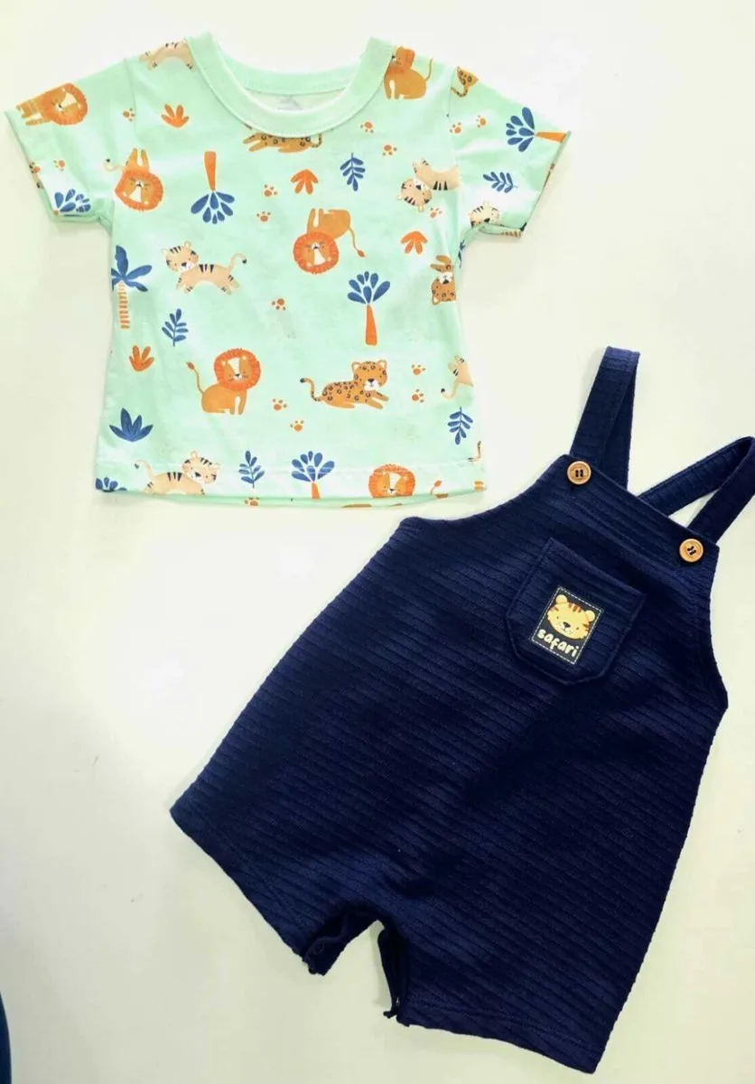Conjunto Brandili Bebê Menino Camiseta e Macacão Curto Safari - foto 3