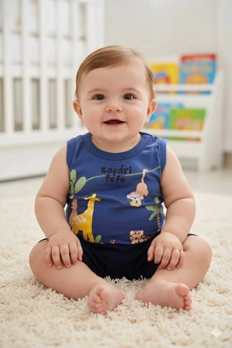 Conjunto Brandili Menino Bebe Regata e Bermuda Safari - foto 1