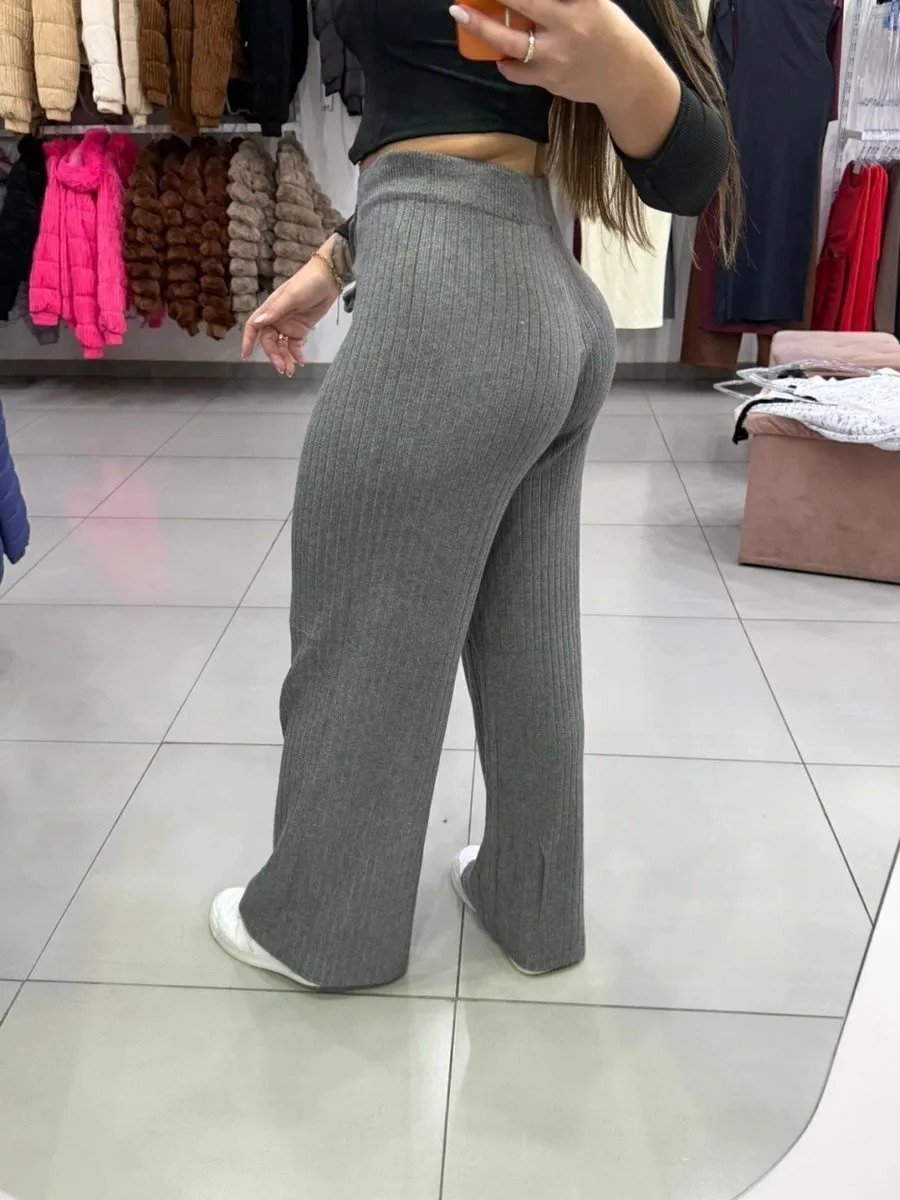 Calça Modal Premium Pantalona Com Regulagem Cordinha Cinza - foto 2