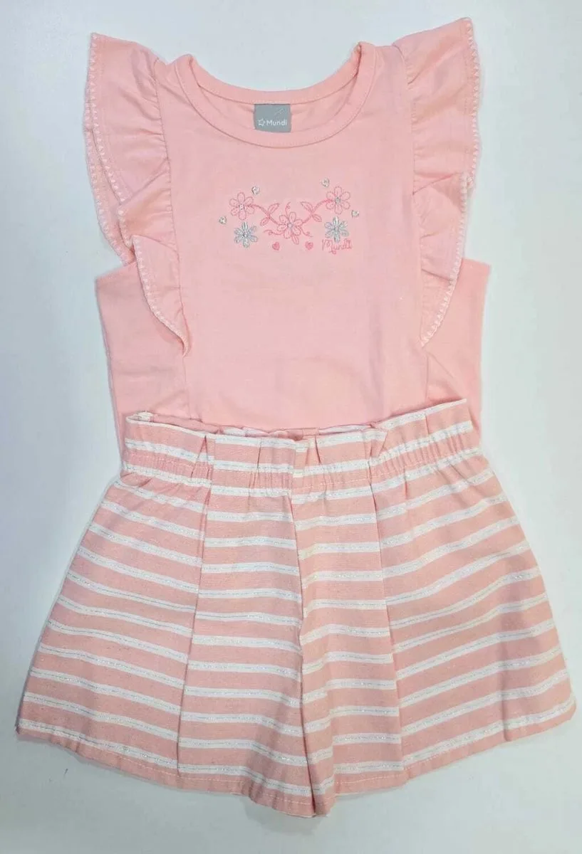 Conjunto Mundi Blusa com Babados e Bordado e Short em Linho - foto 2