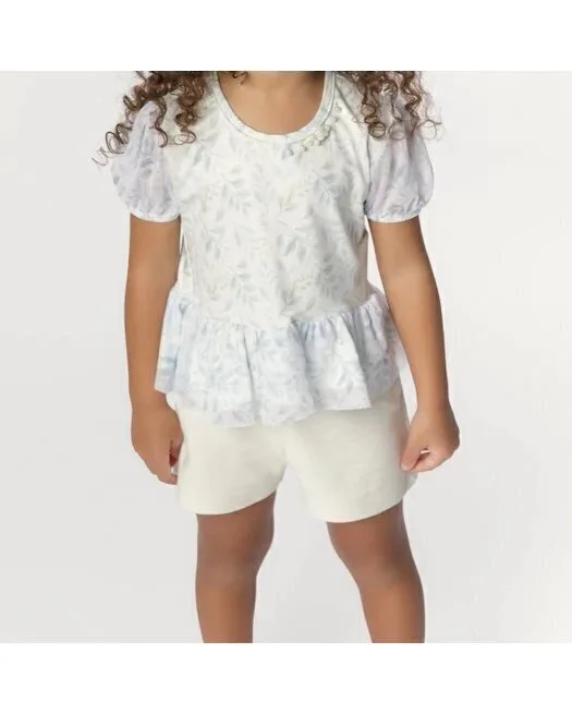 Conjunto Blusa Flor Babados e Shorts - Menina - Dente DE Leão - foto 5