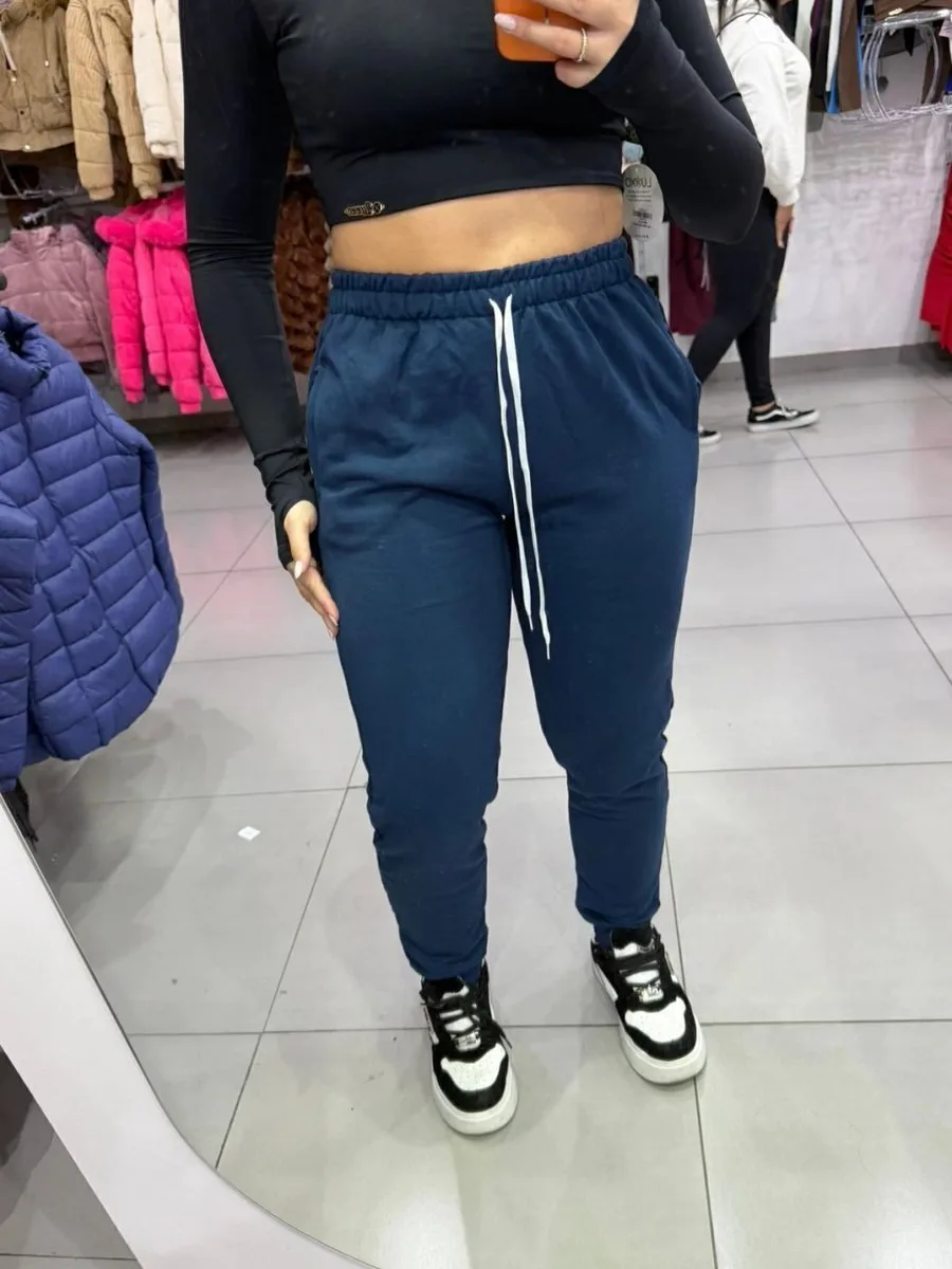 Calça Moletom Com Cordinha Regulagem Azul - foto 1