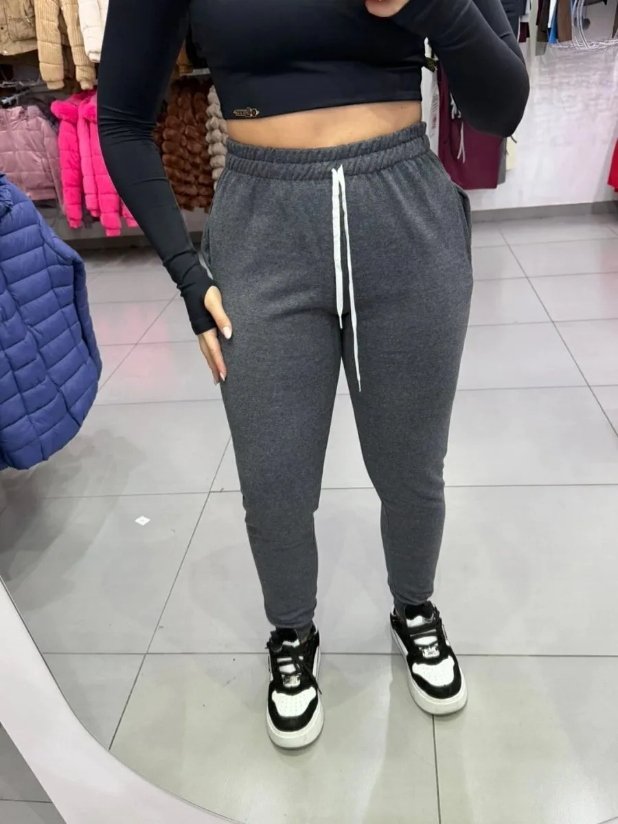 Calça Moletom Com Cordinha Regulagem Cinza - foto 1
