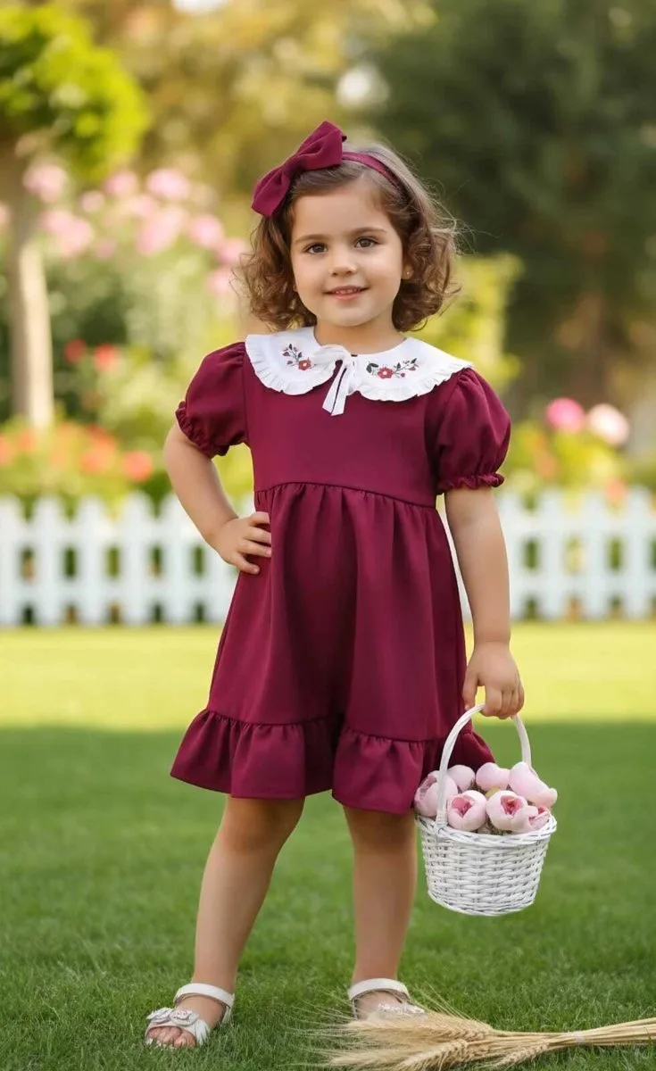 Vestido Infantil Encanto Marsala - foto 1