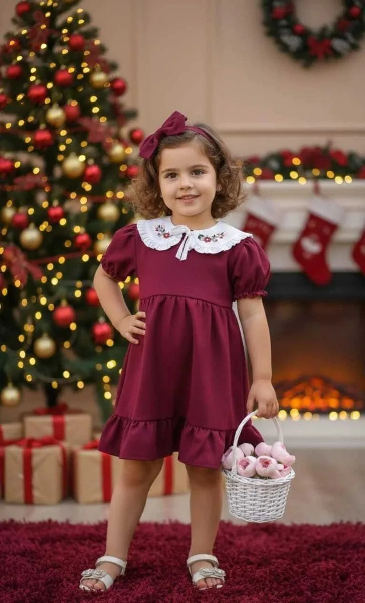 Vestido Infantil Encanto Marsala - foto 6