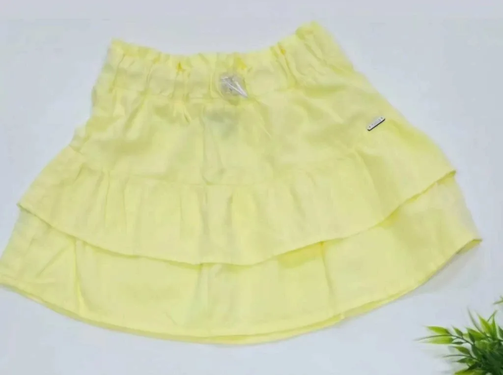 Saia Menina Mania Kids com Babados Collor - Amarelo - foto 1