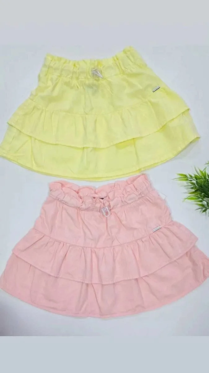 Saia Menina Mania Kids com Babados Collor - Amarelo - foto 5