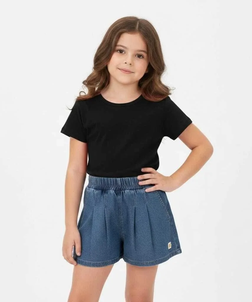 Blusa Infantil Menina Básica Kyly - - Preto - foto 2