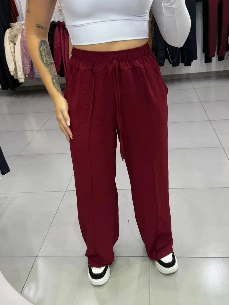 Calça Pantalona Duna Datalhe Linhas Frontal Bordo - foto 1