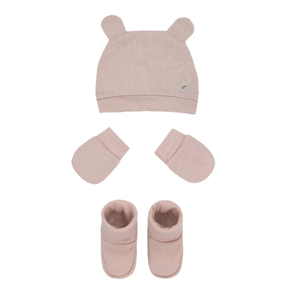 Kit Letut - Touca, Luva, Sapatinhos - Rosa - foto 1