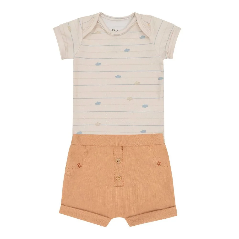 Conjunto Letut Curto Verão Masculino Caramelo - foto 2