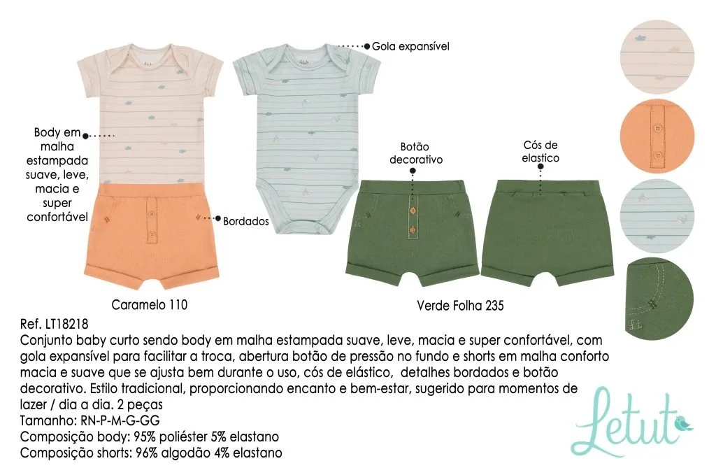Conjunto Letut Curto Verão Masculino Caramelo - foto 5