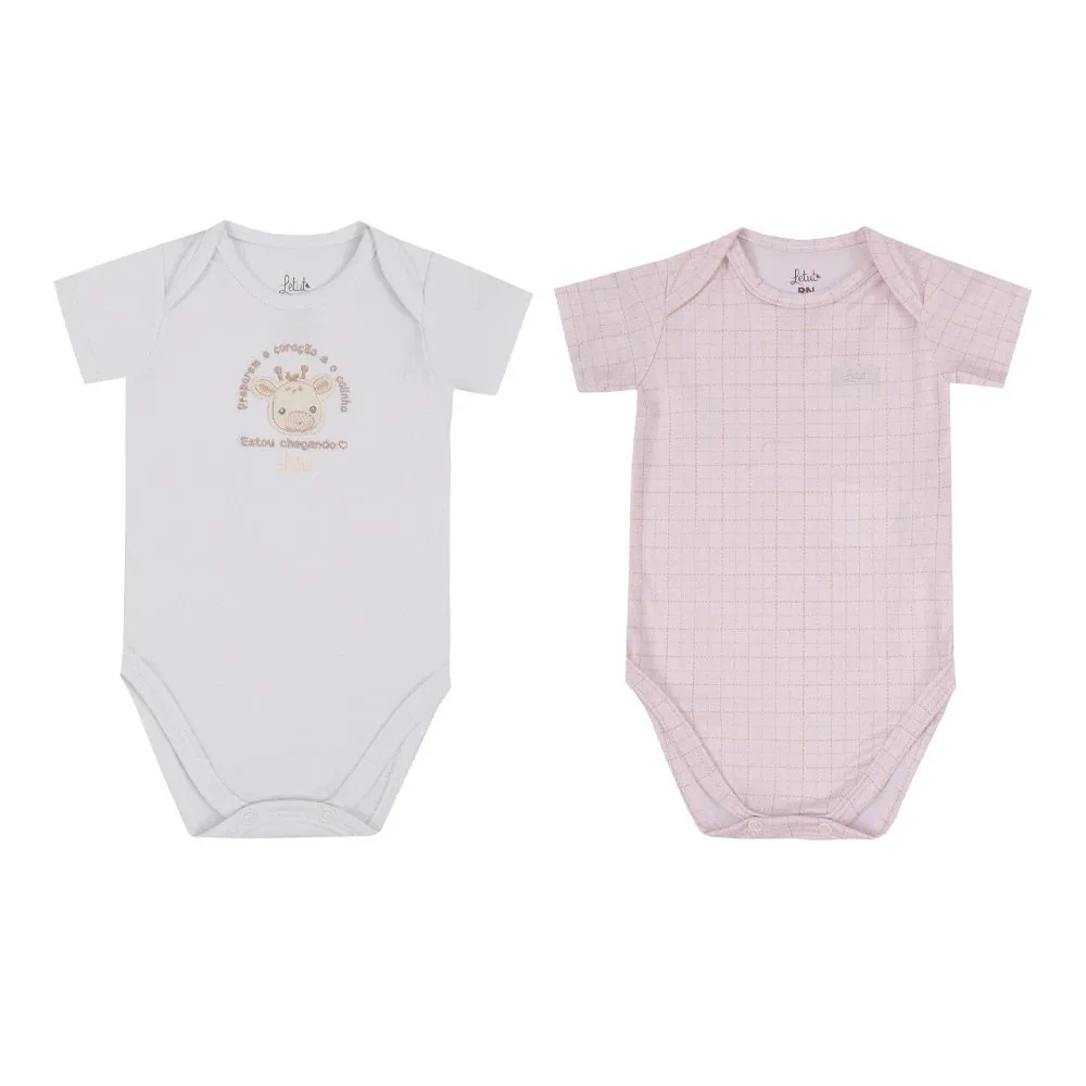Kit Body Letut 2 Peças Menina, Menino, Neutro - Branco - foto 1