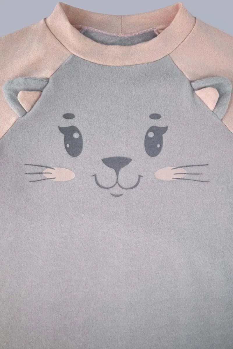 Pijama curto melange gatinha rosa infantil com aplicação - foto 4