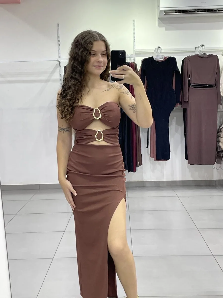 Vestido longo canelado tomara q caia - foto 1