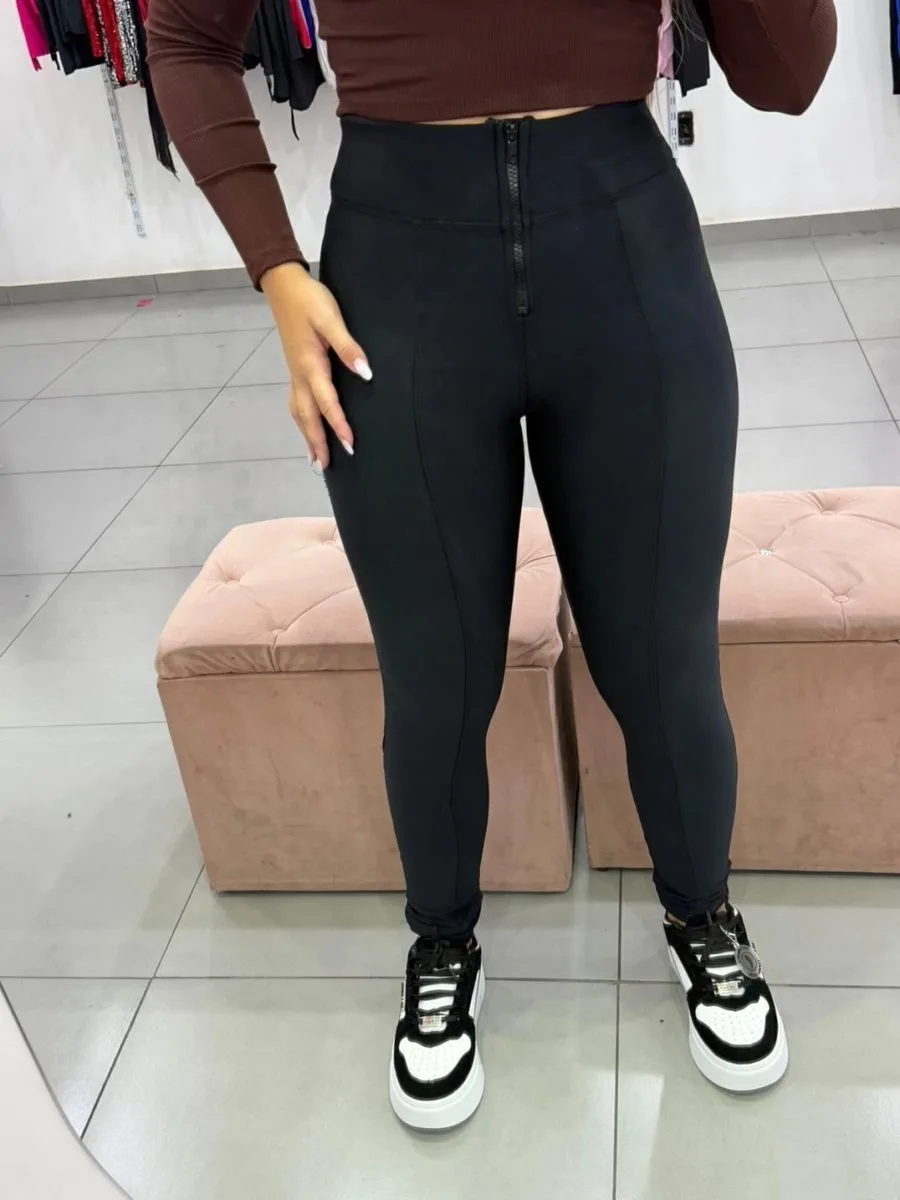 Legging Térmica Suplex Com Zíper Preta - foto 1