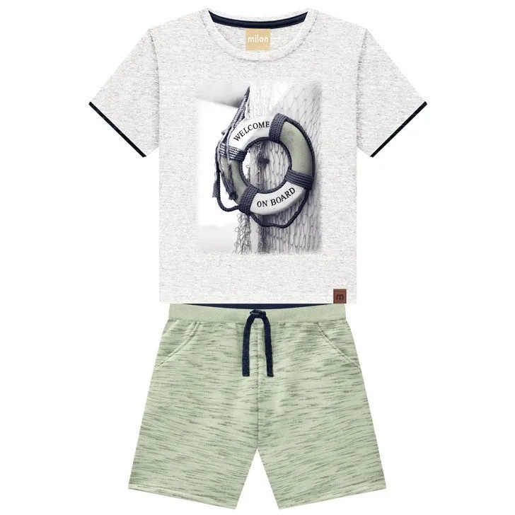 Conjunto Infantil Menino Estampa Milon - Mescla com bermuda verde - foto 2